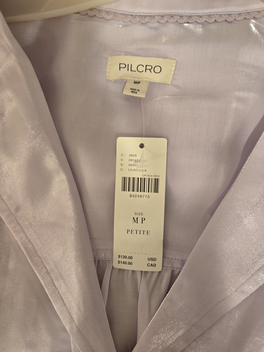 Anthropologie Pilcro Sheen Collared Blouse in Light Lilac - Picture 6 of 6